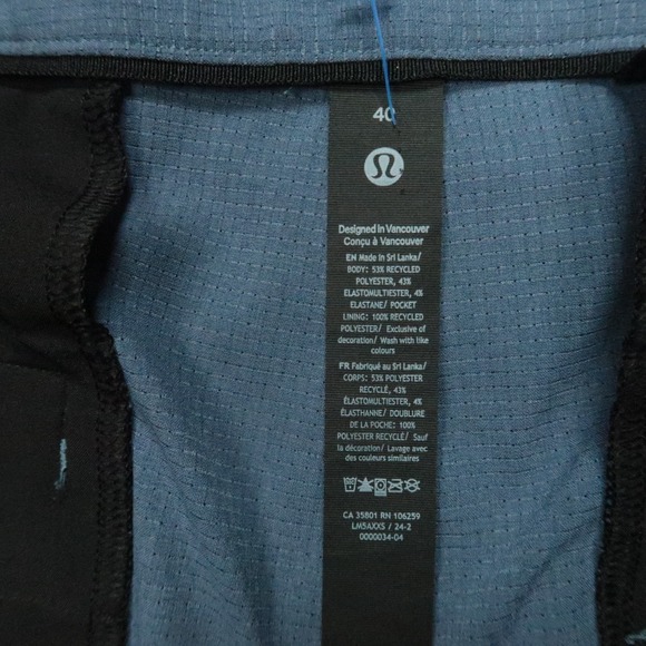Lululemon Pants Men 40x32 Blue ABC Classic Fit WovenAir 5 Pocket Trouser - Picture 4 of 11